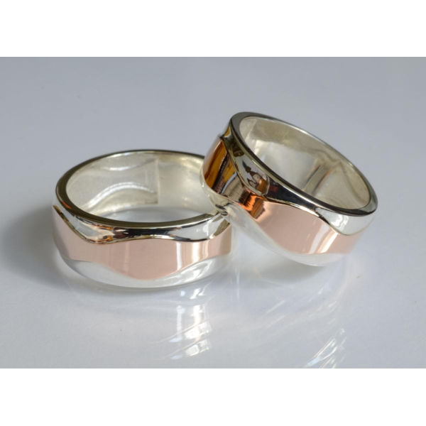 Обручальное кольцо из серебра и золота (Обр37)