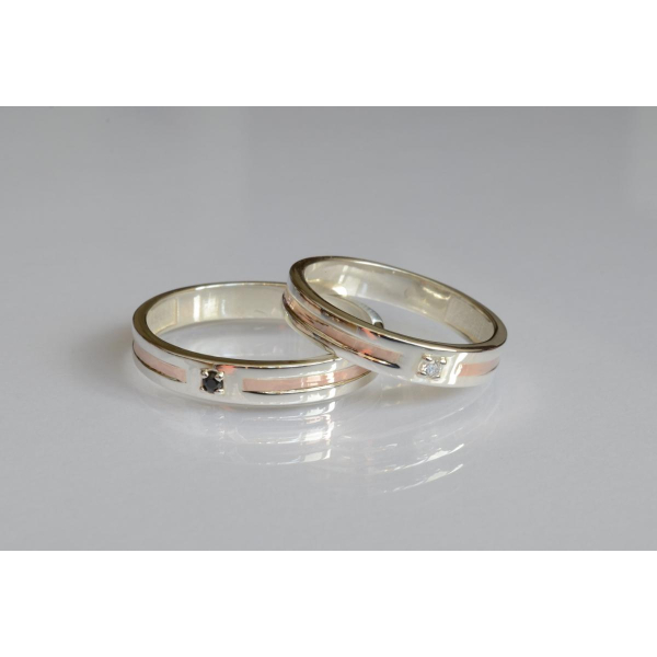 Обручальное кольцо из серебра и золота (Обр38)