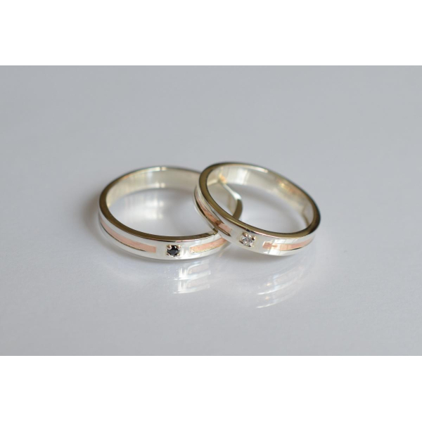 Обручальное кольцо из серебра и золота (Обр38)