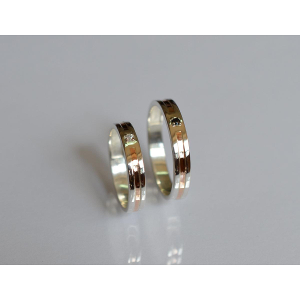 Обручальное кольцо из серебра и золота (Обр38)