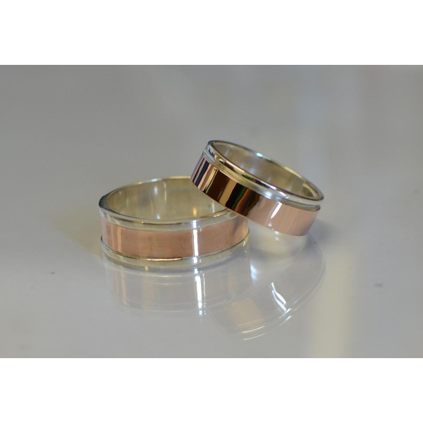 Пара серебряных обручальных колец (Обр3Обр10)