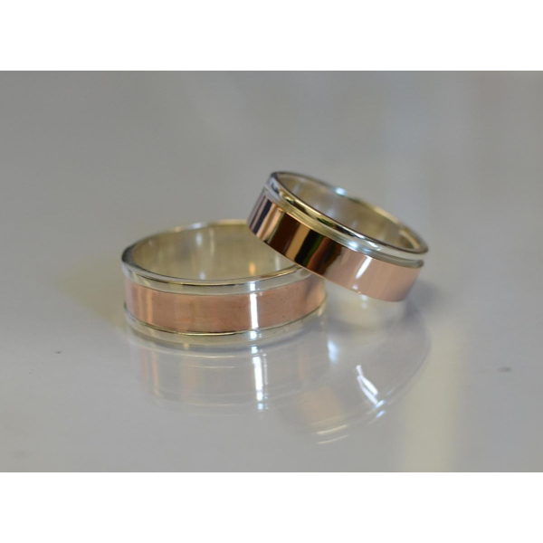 Пара серебряных обручальных колец (Обр3Обр10)