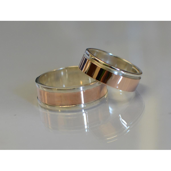 Пара серебряных обручальных колец (Обр3Обр10)