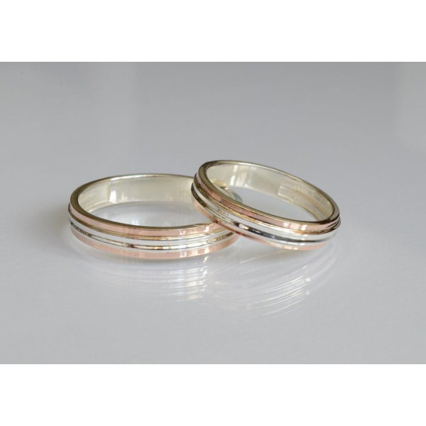 Обручка срібло з золотом (Обр40)