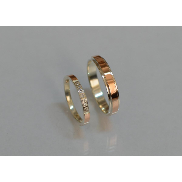 Пара обручальных колец из серебра (Обр4052к)