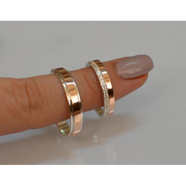 Пара серебряных обручальных колец (Обр4098к)