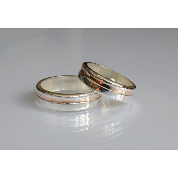 Обручальное кольцо из серебра и золота (Обр41)