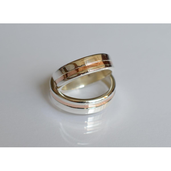 Обручальное кольцо из серебра и золота (Обр41)