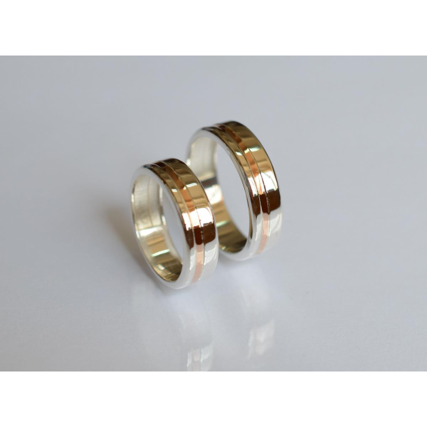 Обручальное кольцо из серебра и золота (Обр41)