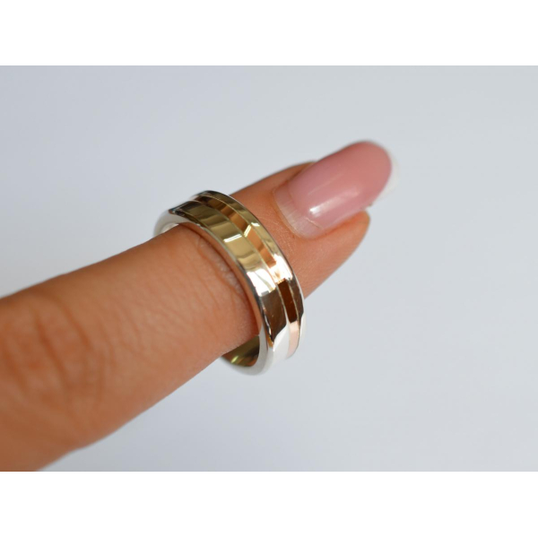 Обручальное кольцо из серебра и золота (Обр41)