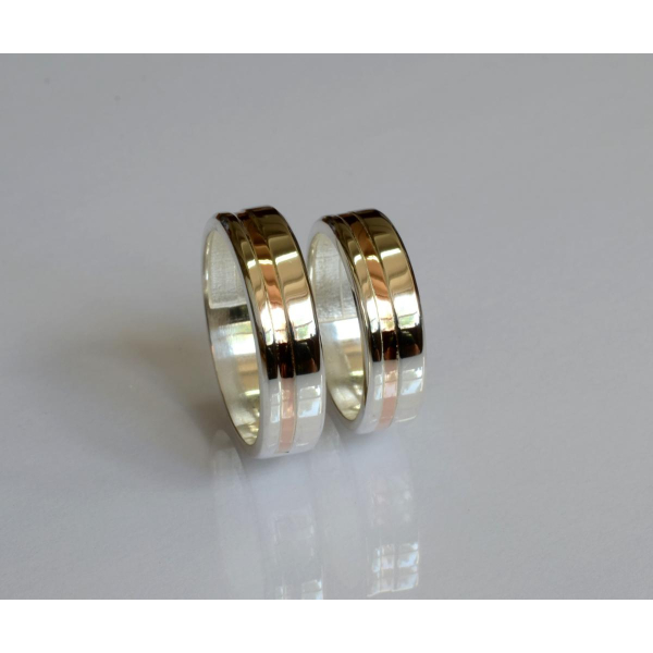 Обручальное кольцо из серебра и золота (Обр41)