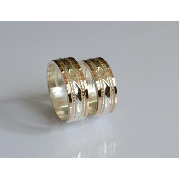 Обручальное кольцо из серебра и золота (Обр42)