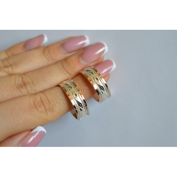 Обручальное кольцо из серебра и золота (Обр42)