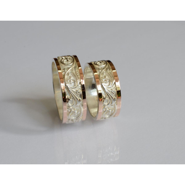 Обручальное кольцо из серебра и золота (Обр44)