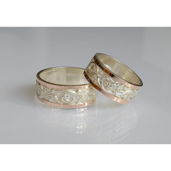 Обручальное кольцо из серебра и золота (Обр44)