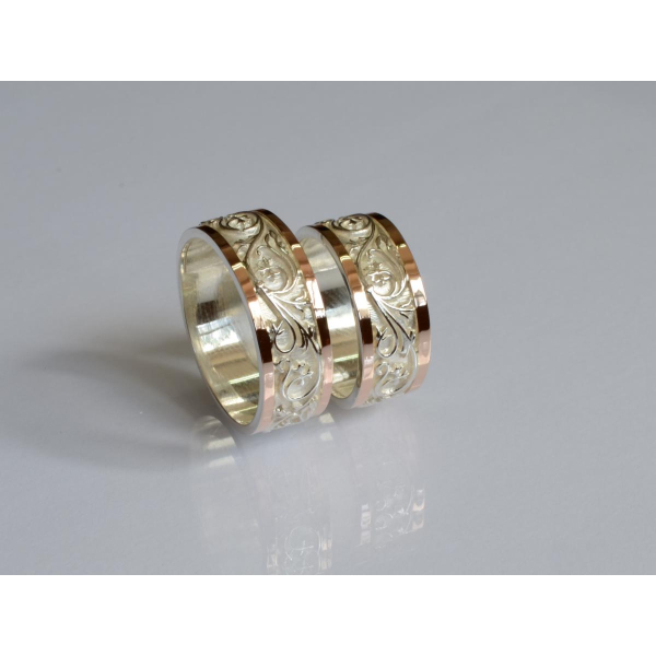 Обручальное кольцо из серебра и золота (Обр44)