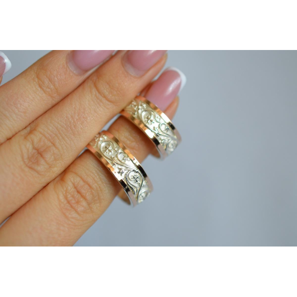 Обручальное кольцо из серебра и золота (Обр44)