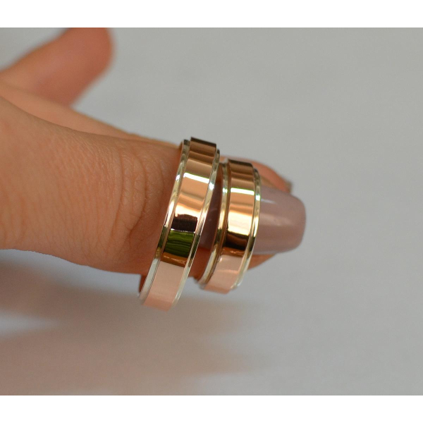 Серебряное обручальное кольцо с золотыми пластинами, цена за одно кольцо (ОБР5)
