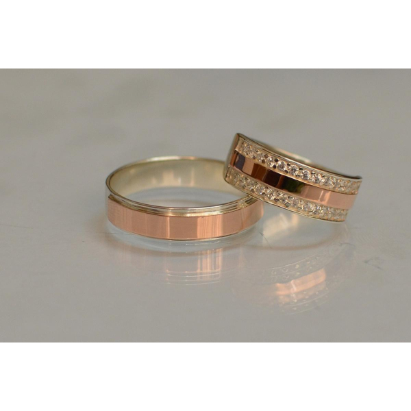 Пара серебряных обручальных колец (Обр5002к)