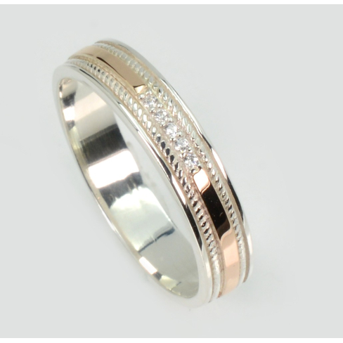 Обручка срібна з золотими пластинами