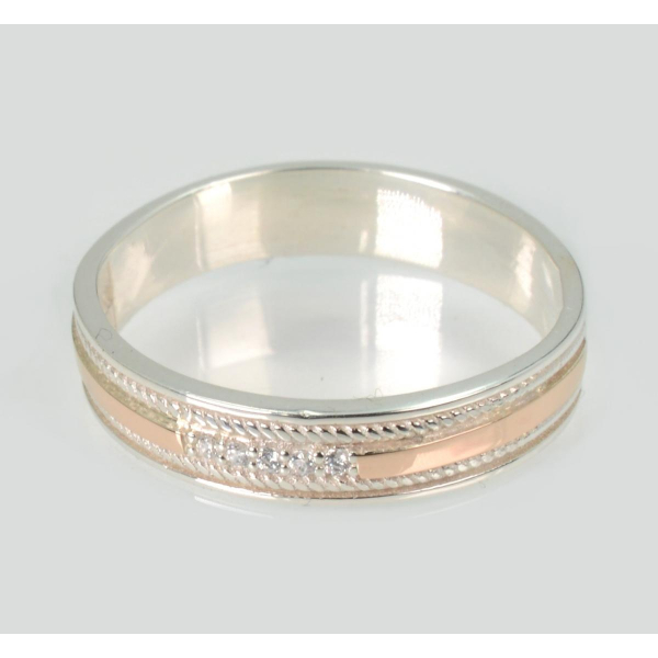 Обручальное кольцо с золотыми пластинами (Обр51)