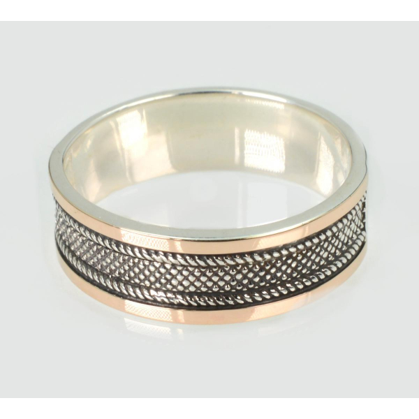 Обручальное кольцо с золотыми пластинами (Обр55)