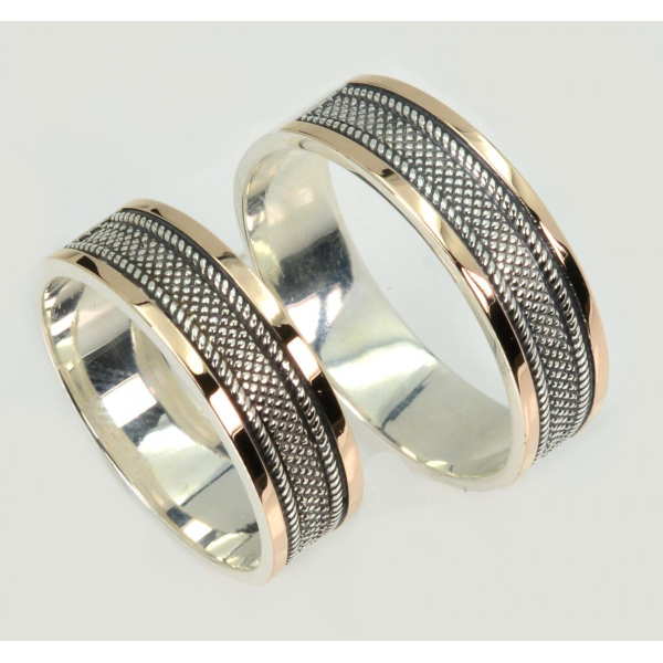 Обручальное кольцо с золотыми пластинами (Обр55)