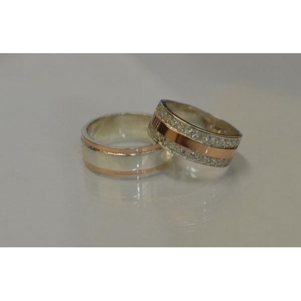 Пара серебряных обручальных колец (Обр6002к)