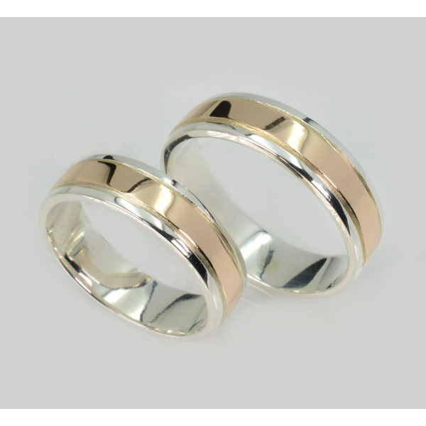 Обручальное кольцо с золотыми пластинами (Обр62)