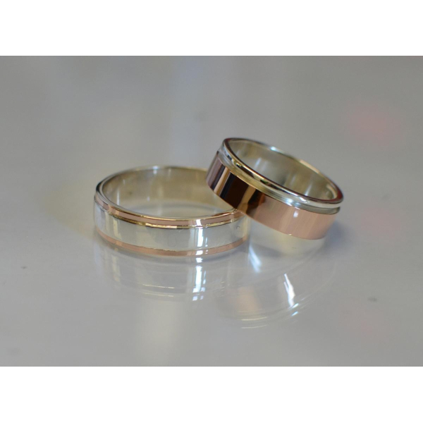 Пара серебряных обручальных колец (Обр6Обр10)