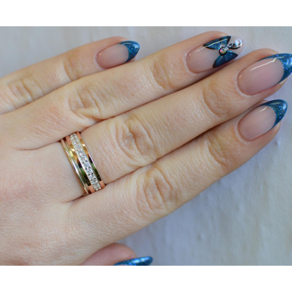 Обручальное кольцо из серебра с золотом (Обр9)