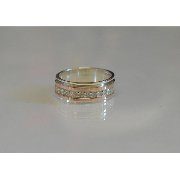 Обручальное кольцо из серебра с золотом (Обр9)