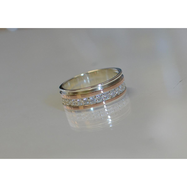 Обручальное кольцо из серебра с золотом (Обр9)