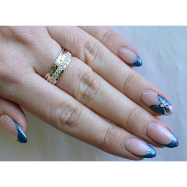 Обручальное кольцо из серебра с золотом (Обр9)