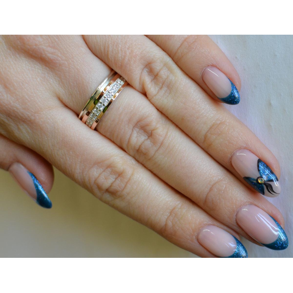 Обручальное кольцо из серебра с золотом (Обр9)