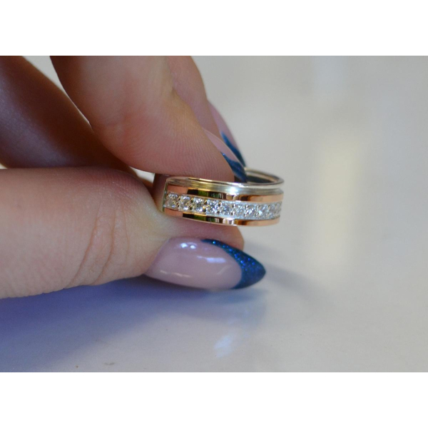 Обручальное кольцо из серебра с золотом (Обр9)