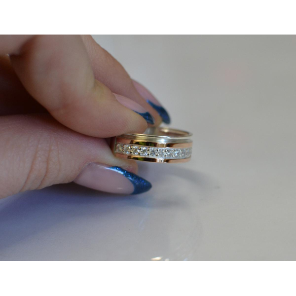 Обручальное кольцо из серебра с золотом (Обр9)