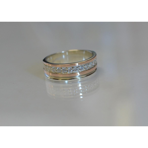 Обручальное кольцо из серебра с золотом (Обр9)