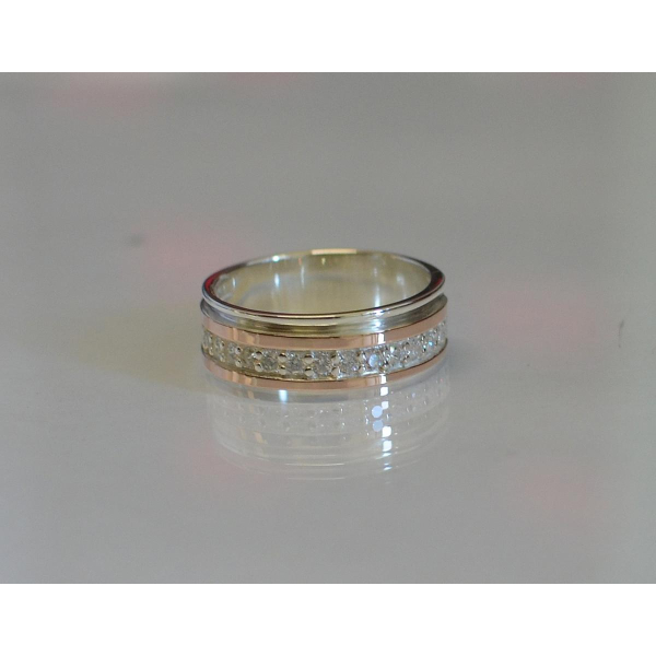 Обручальное кольцо из серебра с золотом (Обр9)