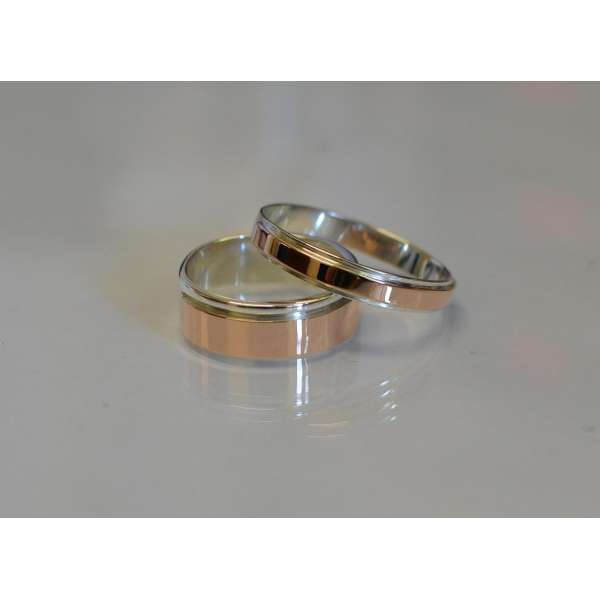 Пара серебряных обручальных колец (Обр4Обр10)