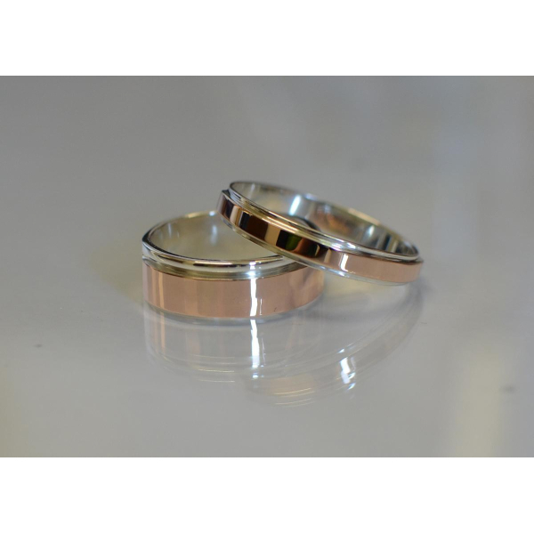 Пара серебряных обручальных колец (Обр4Обр10)