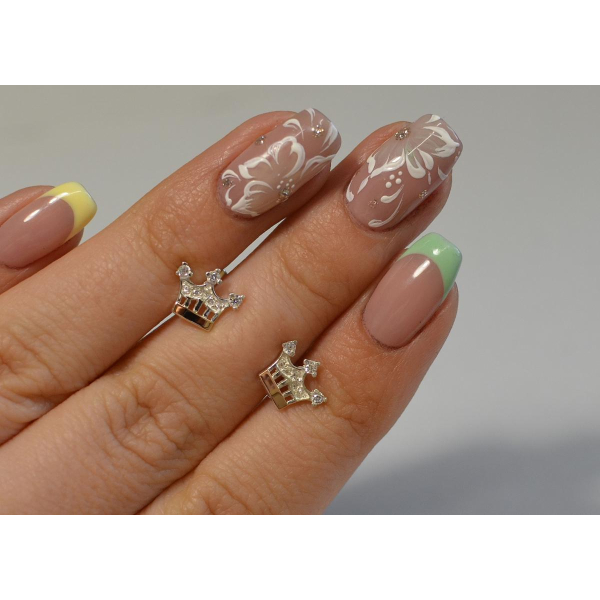 Серебряные пусеты с золотыми вставками (Вк-1)