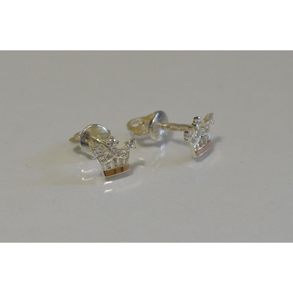 Серебряные пусеты с золотыми вставками (Вк-1)