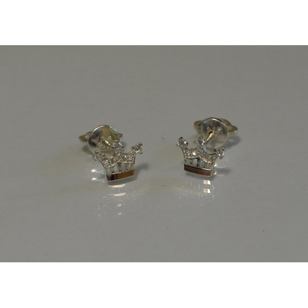 Серебряные пусеты с золотыми вставками (Вк-1)