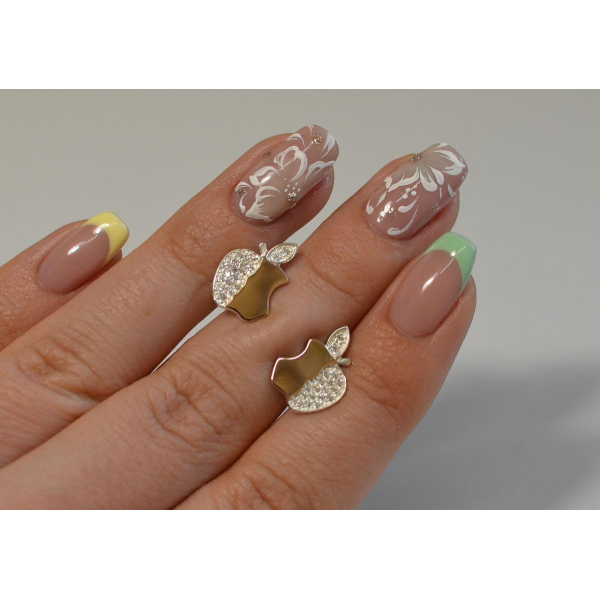 Серьги-гвоздики из серебра с золотыми вставками (Вк-2)