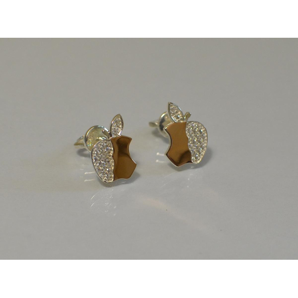 Серьги-гвоздики из серебра с золотыми вставками (Вк-2)