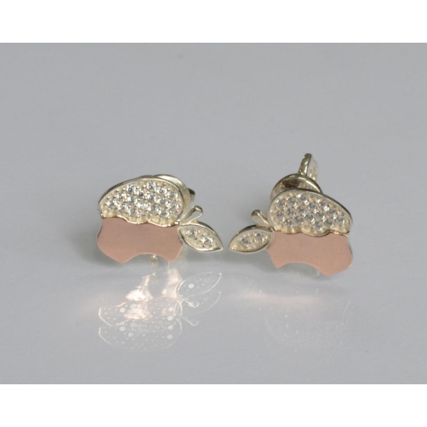 Серьги-гвоздики из серебра с золотыми вставками (Вк-2)