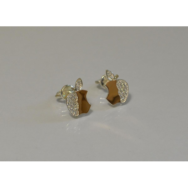 Серьги-гвоздики из серебра с золотыми вставками (Вк-2)