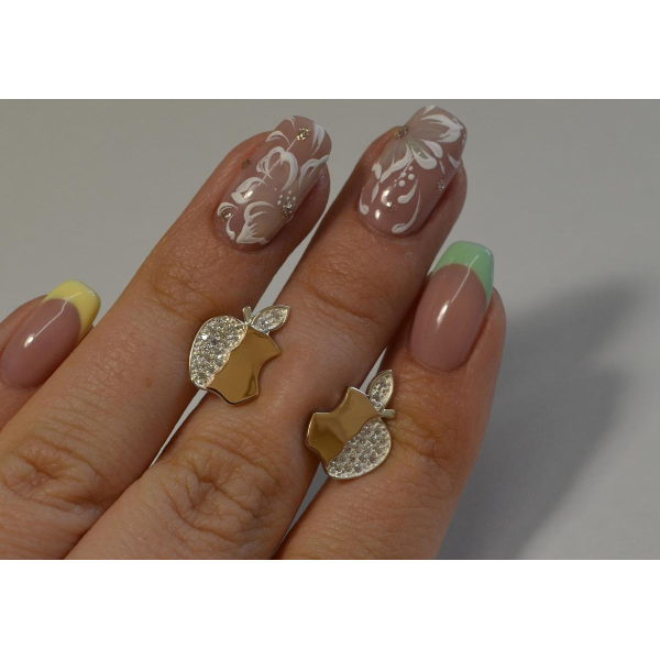 Серьги-гвоздики из серебра с золотыми вставками (Вк-2)