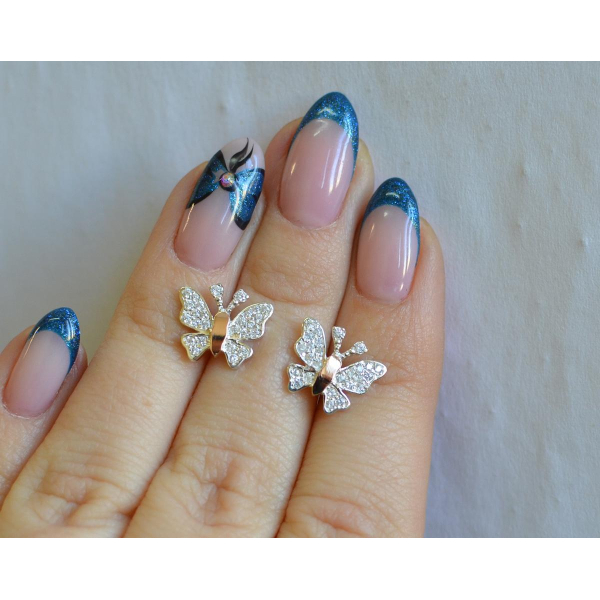 Серьги-гвоздики бабочки (Вк10)